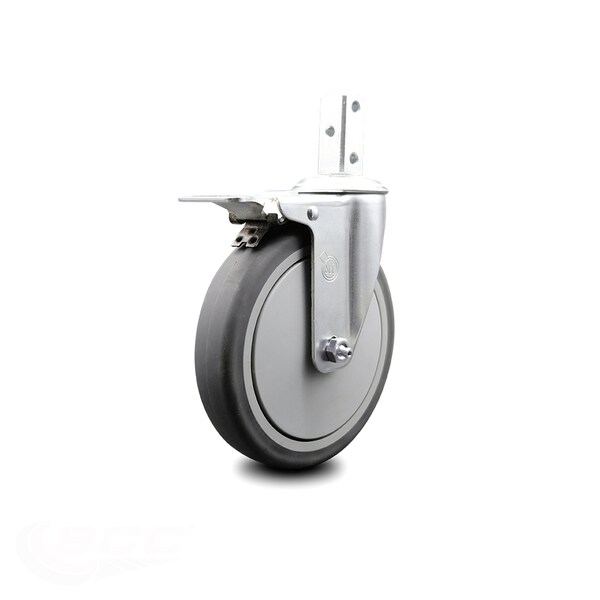 6 Inch Thermoplastic Rubber Swivel 7/8 Inch Square Stem Caster Total Lock Brake